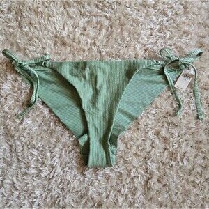 Aerie Ribbed Sude Tie Bikini Bottoms Sz X-Large Light Green NWT